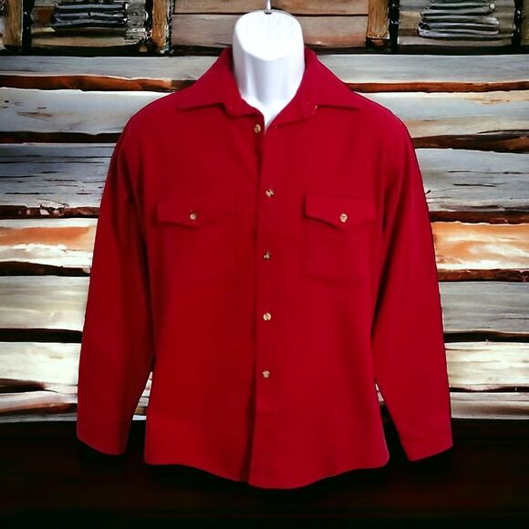 Vintage Sugarbush Chamois Shirt M Mens Red Flannel USA 70s 80s Button Front - Picture 10 of 14